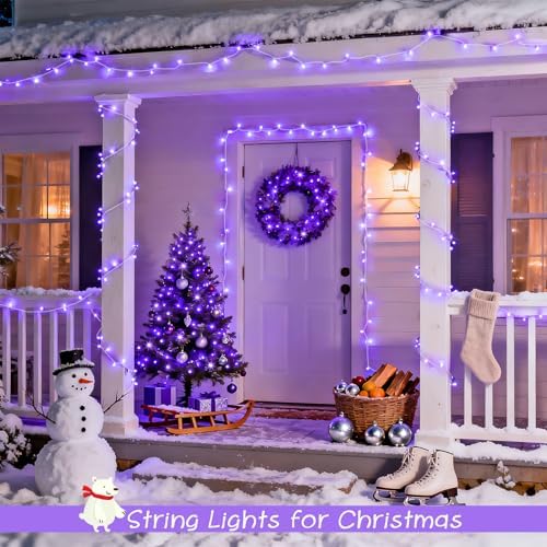 JMEXSUSS 2 Pack 100 LED Purple Halloween Lights Outdoor Waterproof