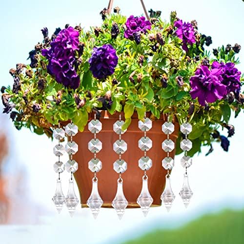 Jishi 30pk Crystal Finial Ornaments for Christmas Tree Decorations, Shatterproof Acrylic Hanging Crystals, Clear Plastic Finial Drop Christmas Ornaments for Centerpiece Chandelier Decor Party Supplies