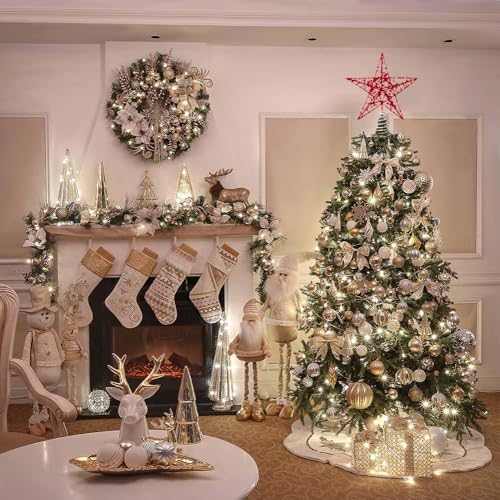 Christmas Tree Toppers Glitter Red Star for Christmas Tree Decoration