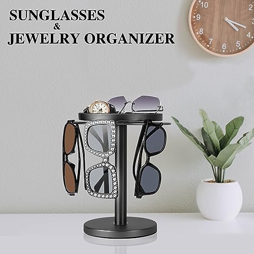 kondyfayo 360 Rotating Sunglass Organizer Glasses Holder (Titanium Black)