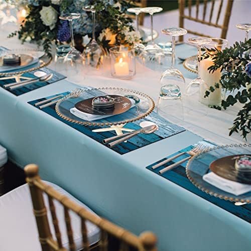 Whaline 50 Pack Summer Ocean Paper Place Mats Coastal Starfish Seashell Disposable Placemats 10x14 in Blue Beach Seaside Seasonal Placemat Decorative Table Mat for Dinner Wedding Birthday Party Decor
