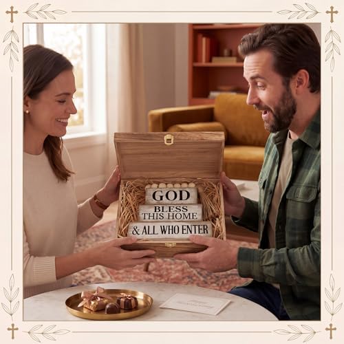 Moucuny 4 Pcs Christian Table Decor Rustic God Bless This Home Stacked Sign