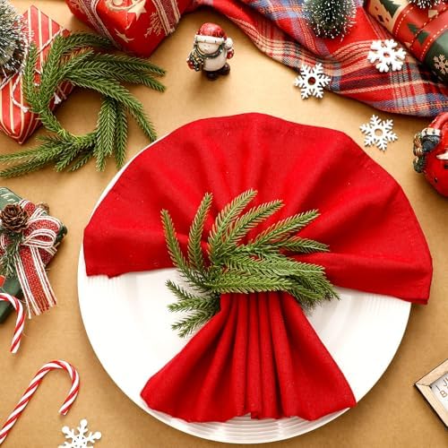 LemonRoad 6 Pcs Christmas Napkin Rings, Norfolk Pine