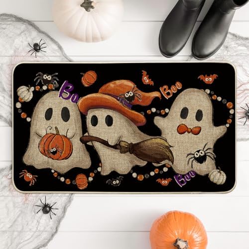Artoid Mode Ghost Pumpkin Halloween Doormat 17x29 Inch