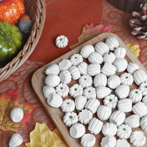 winemana 80Pcs Mini Pumpkins for Crafts, Fall Decorations for Home, White