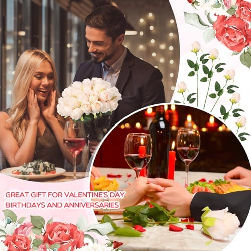 Jexine 100 Pcs Artificial Roses Flowers Bulk, Beige