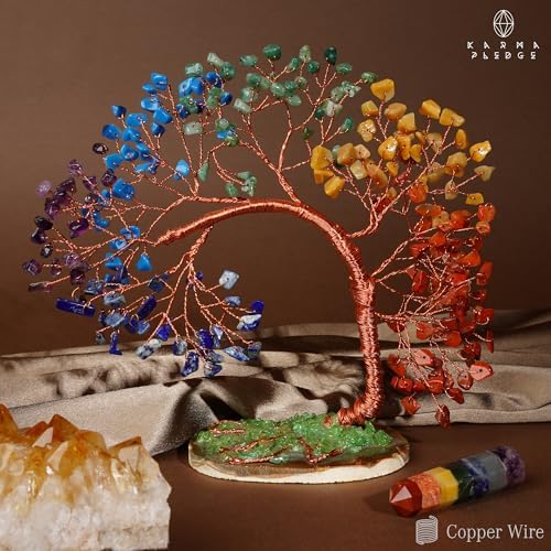 KARMAPLEDGE 7 Chakra Tree of Life for Home, Office, Room, Wall Decor to Bring Money & Good Luck, Handmade Healing