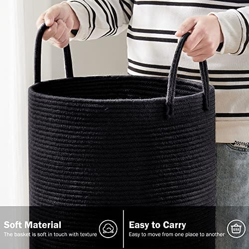 YOUDENOVA Woven Rope Laundry Hamper Basket, 58L Blanket Basket for Nursery