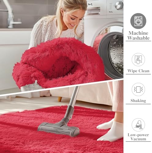 OLANLY 2x4 Machine Washable Runner Rugs for Hallway, Soft Fluffy Shaggy Bedside Rugs for Bedroom, Living Room, Indoor