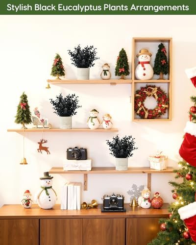 Velener 2 PCS Small Fake Eucalyptus Plant Halloween Artificial Potted Plants Indoor for Christmas Decor Indoor