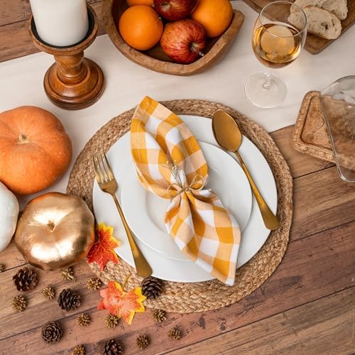 Blue Needles Gingham Buffalo Plaid Cotton Dinner Napkins Set of 12-18"x18"