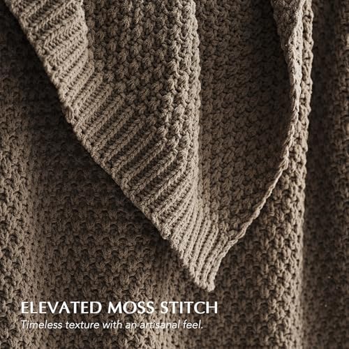 EVERGRACEHOME Chunky Chenille Knit Throw Blanket, 108x92, Mocha Brown