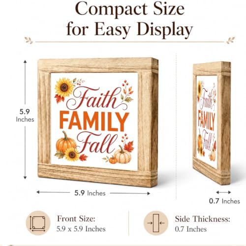 Fall Wood Sign, Faith Family Fall Pumpkin Sunflower Tabletop Decor