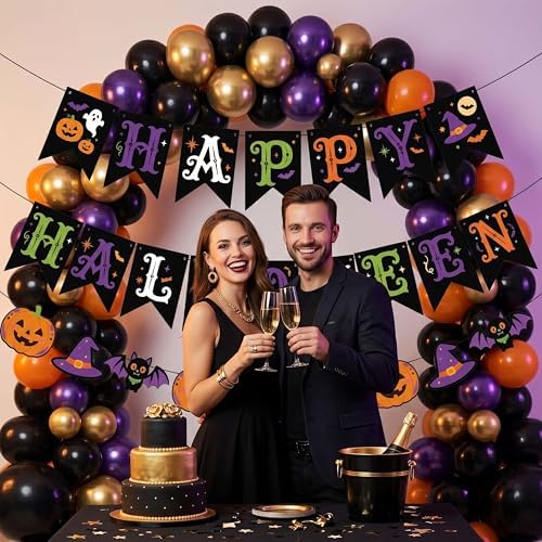 Halloween Banner Spooky Horror Bunting Garland Party Decorations for Indoor Fireplace Mantle Wall Home Decor