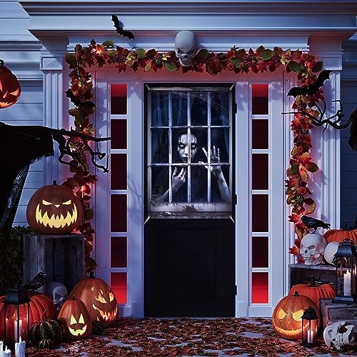 Newwiee 2 Pcs Scary Halloween Curtain Window Silhouette Cover, Spooky Ghost