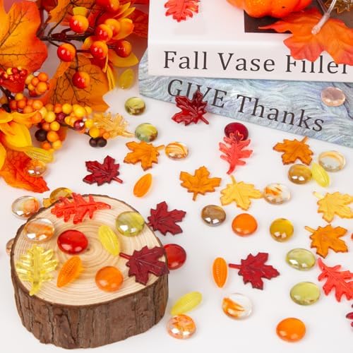 Fall Decor Sensory Bin Filler 100PCS Thanksgiving Vase Filler Acrylic Gems