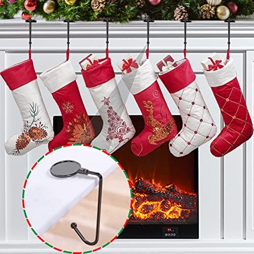 Komotu Christmas Stocking Holders for Mantle, Upgrade Non-Slip Safety Mantel Hooks Hanger Grip Fireplace Hang Hook for Christmas Halloween Party Decoration(Gun Black,6)