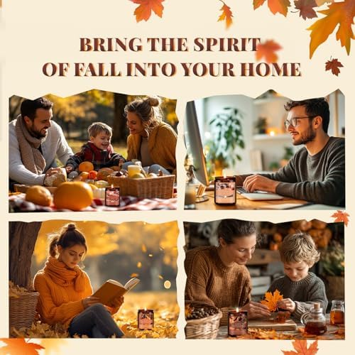 Fall Candle, Clove Cinnamon Scented Candles for Home, Natural Soy Autumn Candle Aromatherapy Candle, 7 oz Jar Candles