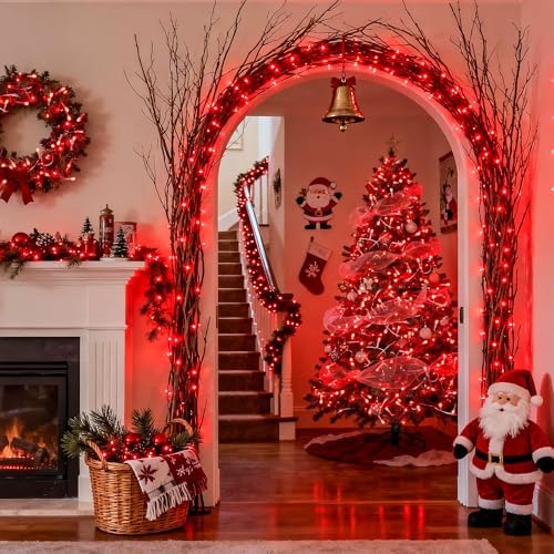 JMEXSUSS Connectable 33ft 100 LED Red Halloween String Lights Clear Wire