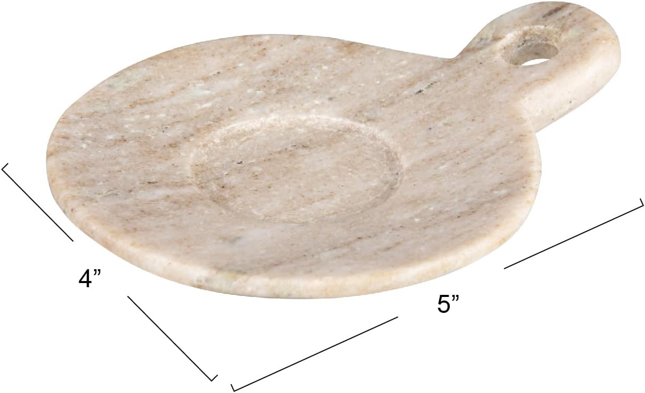 Hand-Carved Marble Dish / Beige / 5 x 4