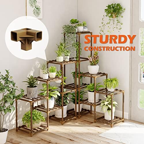 Bamworld Plant Stand Indoor Corner Plant Shelf Outdoor Flower Shelves Wooden Plant Stands Garden Wood Plant Holder Rack