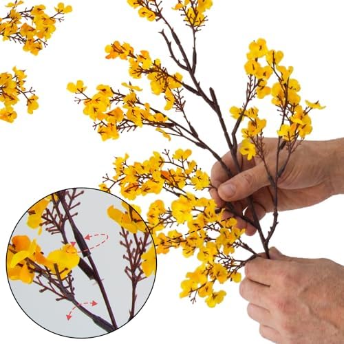 Hananona 10 Pcs Artificial Babys Breath Flowers Orange Fake Silk Gypsophila Flowers for Fall Floral Arrangement Autumn Table Centerpieces Home Decor (10, Orange)