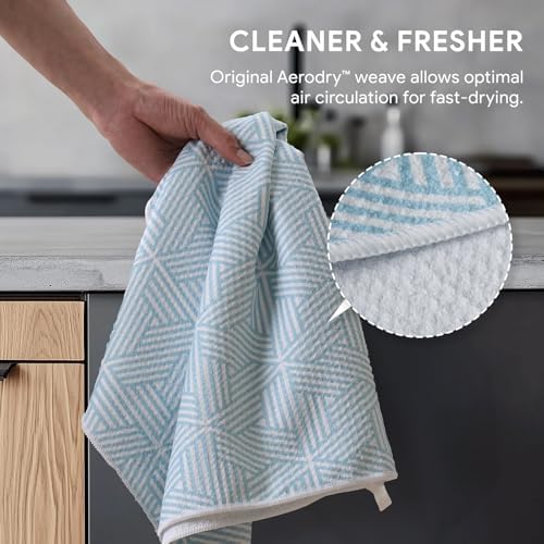 RECYCO Waffle Kitchen Towel Set of 2 - Quick Dry Microfiber Sustainable Dish Towels - Ultra Absorbent Reusable Cleaning Tea Towels - Lightweight Hand Towels,16”x 28”, Modern Maze