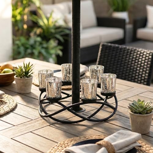 Seraphic Kitchen Table Centerpiece Decor, Tealight Candle Holder, Silver