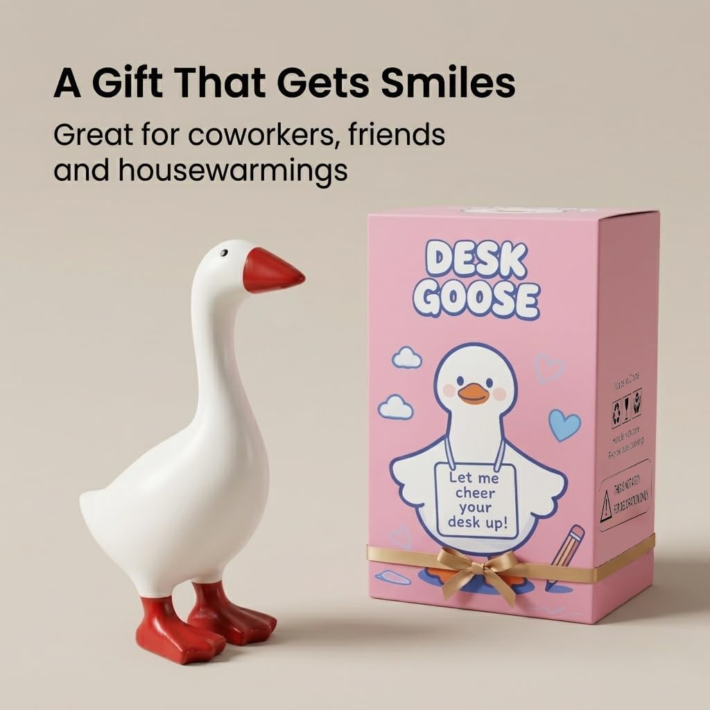 Mini Desktop Goose Statue Decor / White 7 Inch / Small / 7 Inch