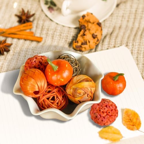 Qingbei Rina Fall Decorative Balls for Bowls Vase Filler, Burnt Orange