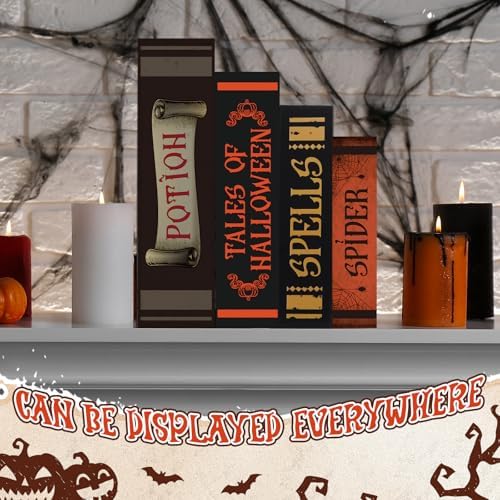 Sabary Set of 4 Decorative Books Boxes Faux Books Stacked for Coffee Tables Modern Home Bookshelves DIY Crafts Decor (Skull Style)