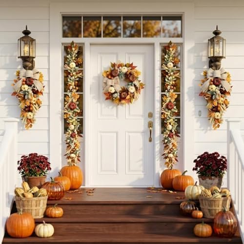 Valery Madelyn 6ft Fall Garland for Mantle with Pumpkins