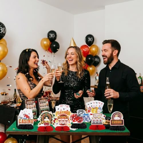 TONIFUL 9 Pcs Casino Party Decorations Casino Centerpieces for Table