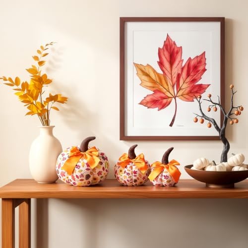 Gilprop 3 Pcs Fall Fabric Pumpkin Decor for Home Table Centerpieces