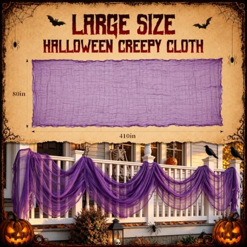 410 x 80 in Halloween Creepy Cloth for Yard and Outdoor Decorations,Purple