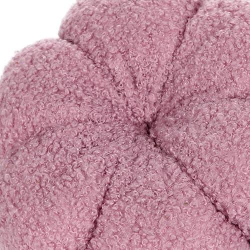 6" Fake Fall Pumpkin Decorations for Home, 3 Pcs Artificial Big Fabric Pumpkins Autumn Decor Faux Pumpkins for Decorating, Fall Table Centerpiece Baby Shower, Halloween Thanksgiving, Burgundy & Pink