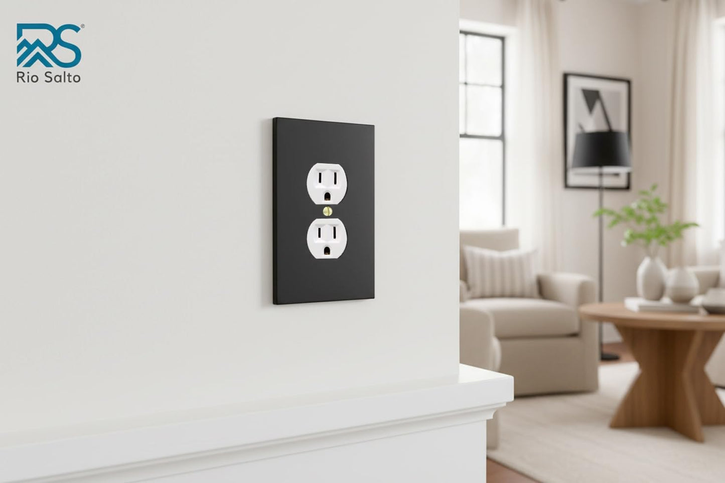 Rio Salto Black Duplex Outlet Covers Matte Black Metal Outlet Cover Wall Plates Light Switch Cover Modern — Forge