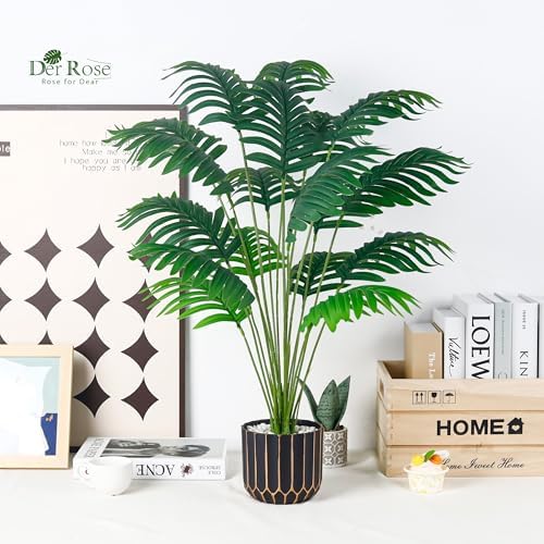 Der Rose 2 Pack 28" Fake Plants, Faux Palm and Monstera for Office Decor