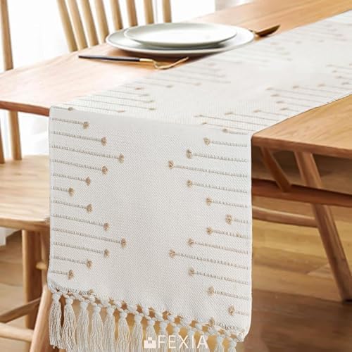 FEXIA Boho Table Runner for Home Decor 12x90 Rustic Macrame Decoration