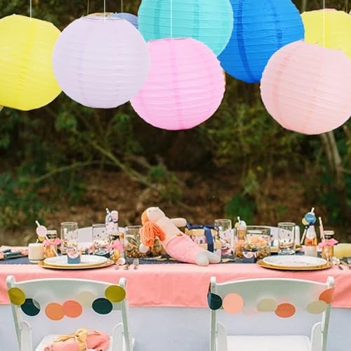 BEISHIDA 10inch Macaroon Paper Lanterns 6Pack Hanging Round Chinese Lantern