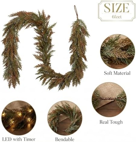 Valery Madelyn 6ft Artificial Norfolk Fall Garland for Mantle