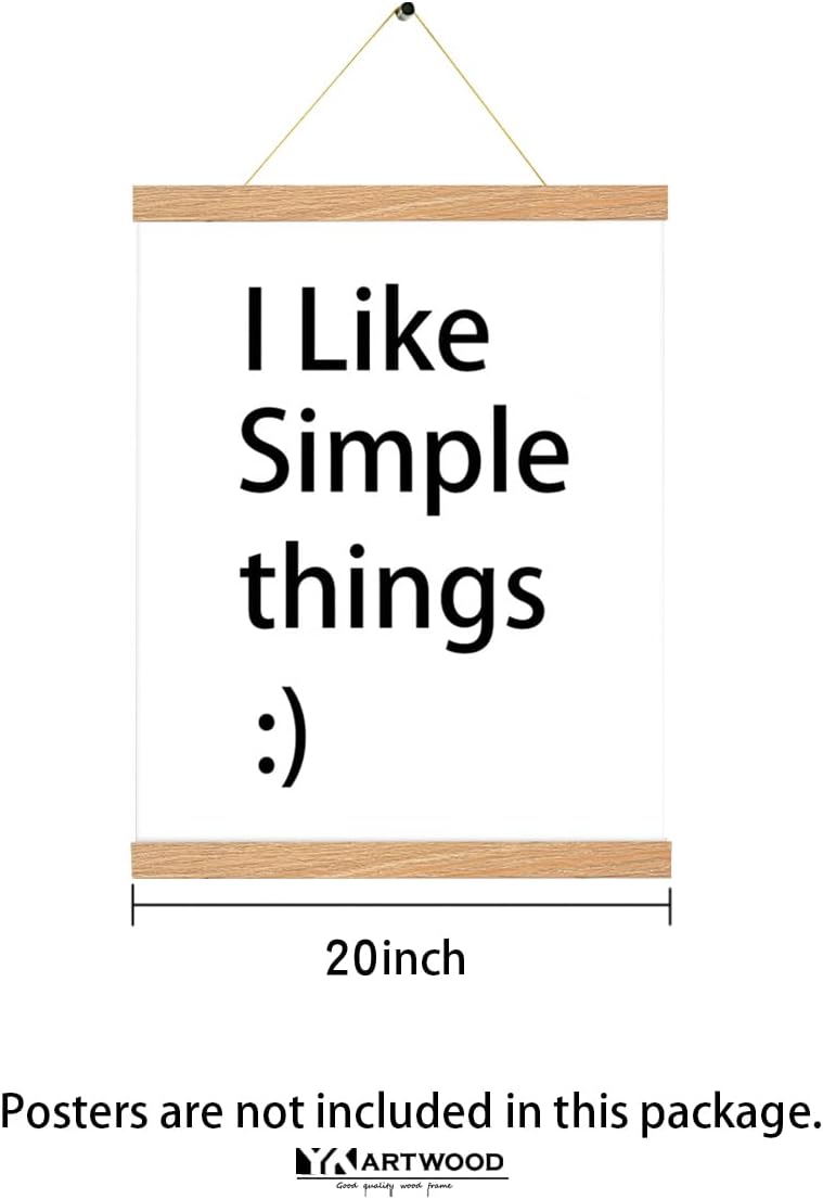 3 Pack Magnetic Poster Hanger Frame 20 Inch Pine Color,20x24 20x30 20x28 Poster Frame Wood Magnet Frames Hangers for