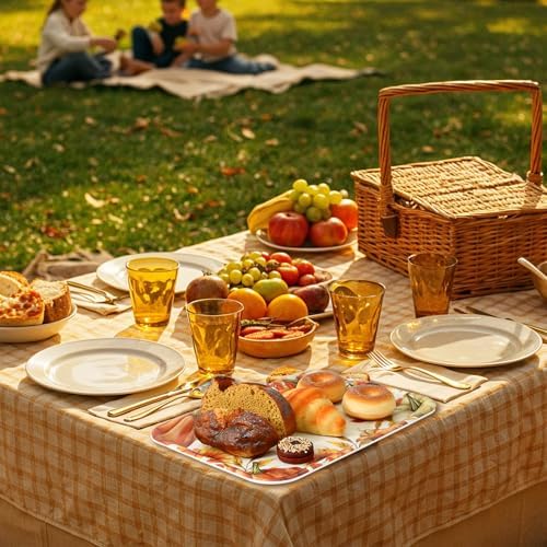Whaline 3 Pcs Fall Serving Trays Watercolor Pumpkin Sunflower Plastic Platter Serving Dishes for Autumn Harvest Thanksgiving Party Sharing Snack Fruit Dessert