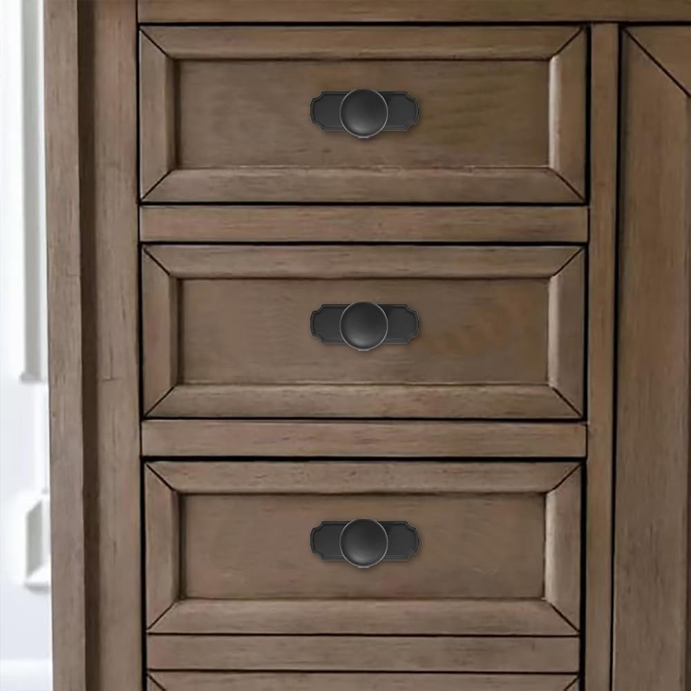 10 Pack 1-1/4 inch Backplate for Cabinet Knobs Matte Black Drawer Knobs Cabinet Hardware Vintage Aged with Backplate