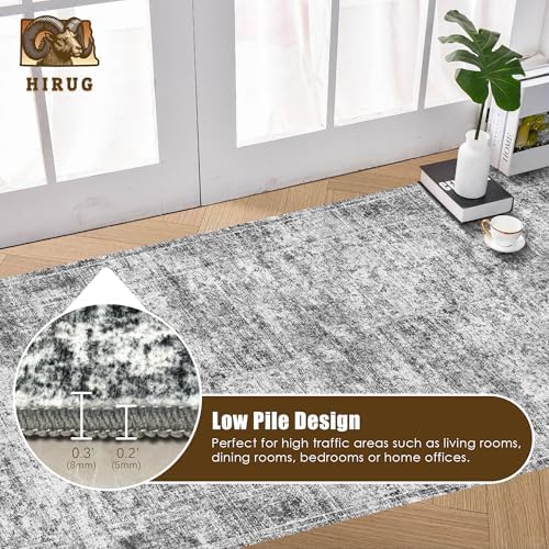 Washable Area Rug 2'6'' x 8' Vintage Traditional Persian Mat - Foldable Distressed Non-Slip Machine Washable Carpet for