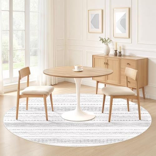 Nakagishi Area Rug Living Room Rugs: 4X4 Machine Washable Boho Large Neutral Farmhouse Stain Resistant Moroccan Indoor