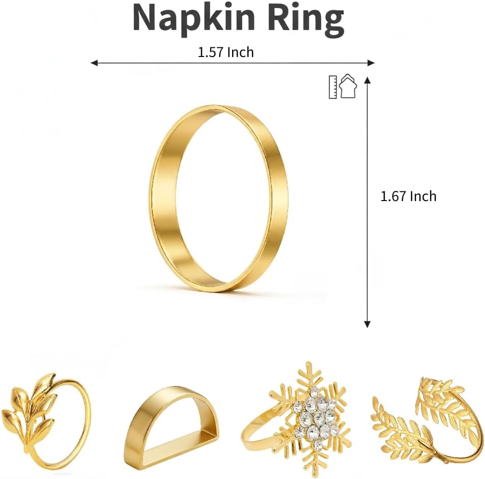 200 Pcs Gold Napkin Rings Bulk Delicate Napkin Holder for Dining Wedding Party Banquet Table Decroration Christmas and