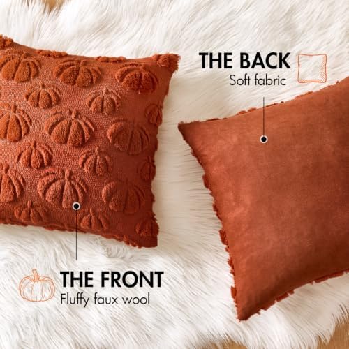 MIULEE Fall Decor Pillow Covers 18x18 Set of 2 Pumpkin Caramel