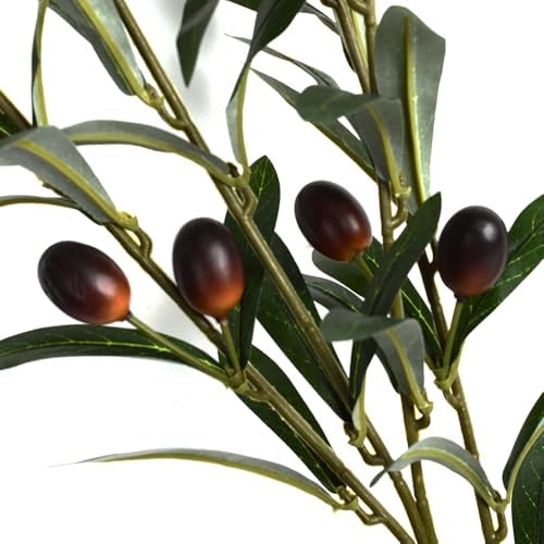 Artificial Plants Greenery Olive Branches Stems Fake Plants Leaves Fruits Branch / Green / Set of 6