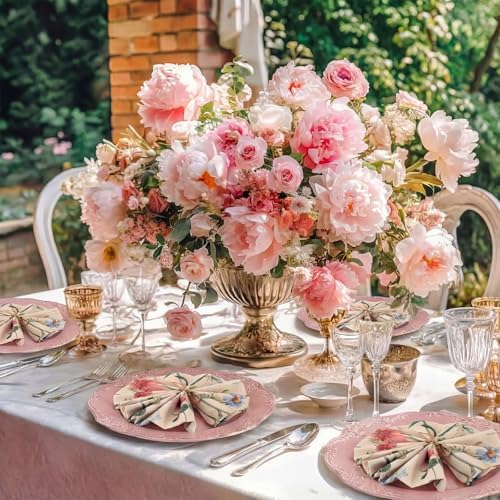 Funnymoom 24 Pcs Wildflower Floral Cloth Napkins Multicolored Reusable